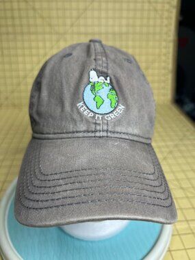 Peanuts Snoopy "Keep It Green" Embroidered Gray Baseball Cap Adjustable Strapbac